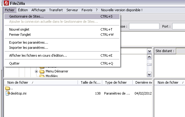 Filezilla FTP client